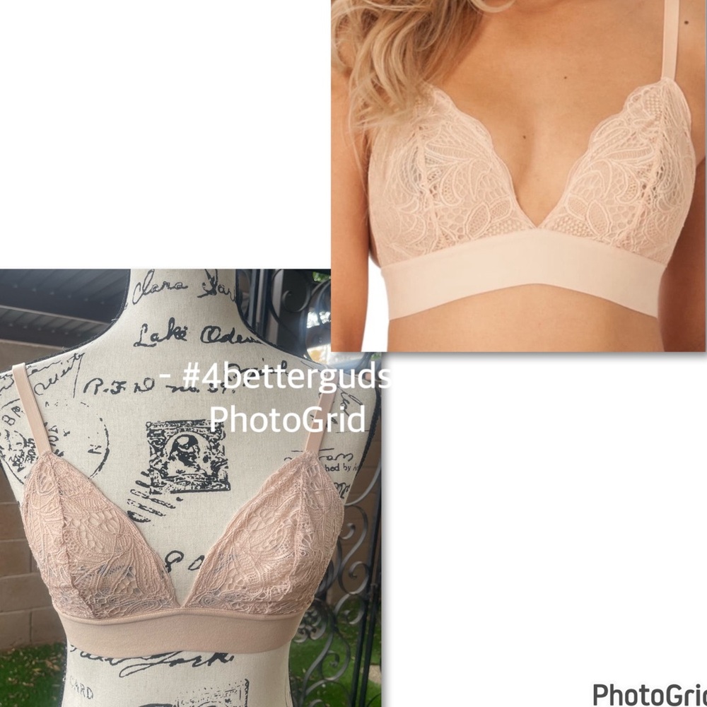 LIVELY | Nord Long-Lined Lace Cups V-neck Bralette Neutral Toasted Almond Small